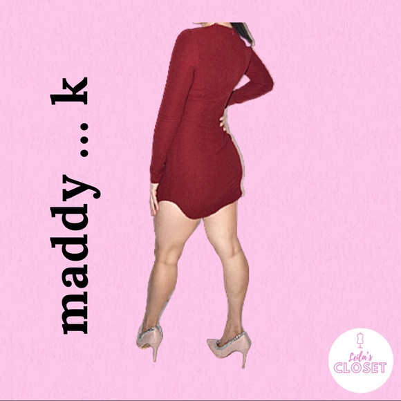 Maddy K Bonnie Wine Bodycon Dress XS - Picture 2 of 5